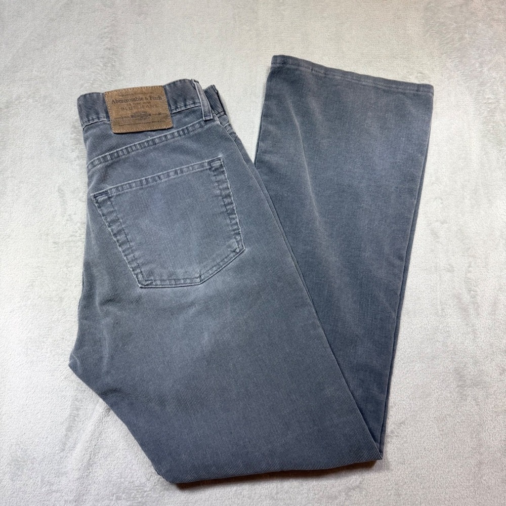 Vintage Abercrombie & Fitch Gray Corduroy Pants High Rise Straight Leg 90s USA 8
